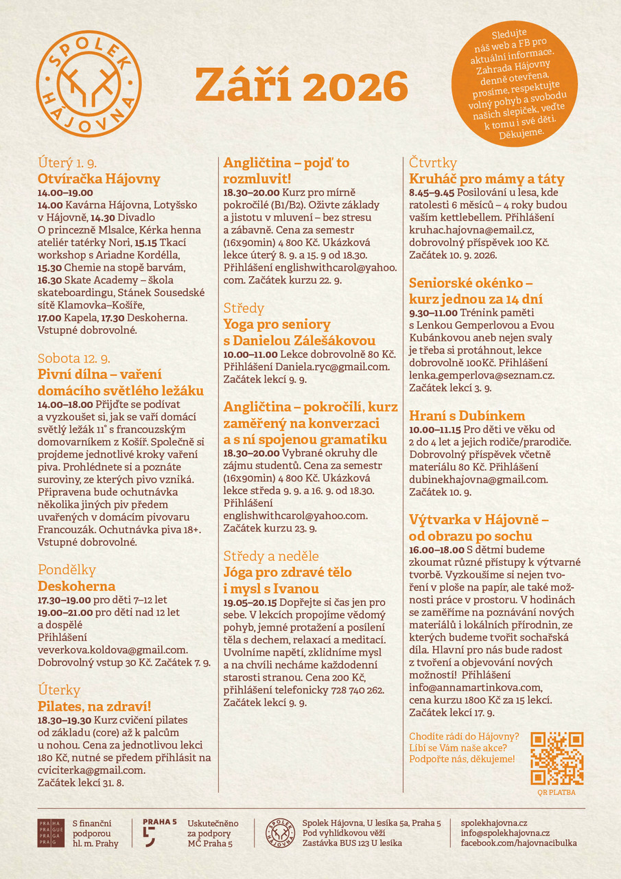 08_26_Hajovna_program_zari_01 Program čeven 2026